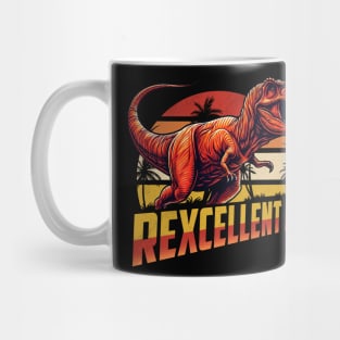 Rexcellent Dad Fathers Day Retro Dinosaur T Rex Papa Grandpa Mug